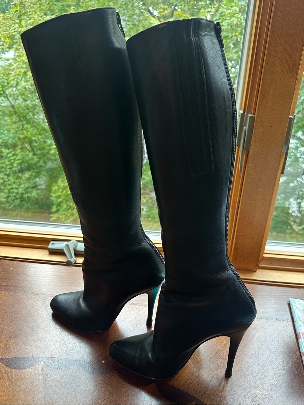 Christian Louboutin Black Leather Knee-High Stiletto Boots 36.5
